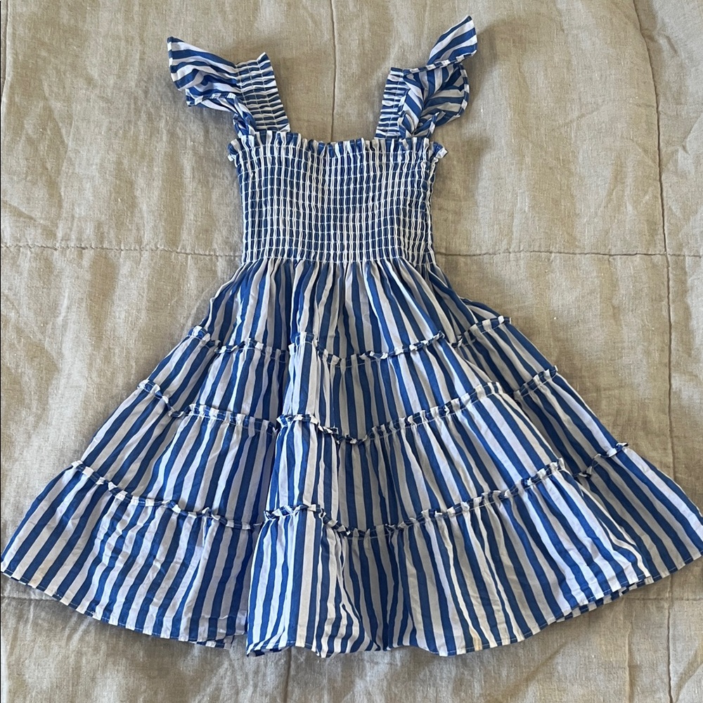 Hill House Blue and White Striped Casual Kids Dress